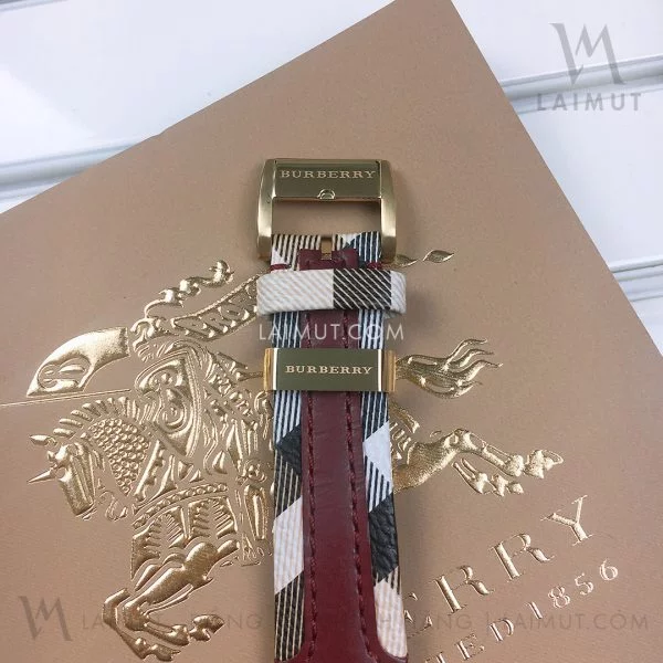 Đồng Hồ Chính Hãng Burberry Nữ The City Fabric Red Leather 34mm - Hình ảnh 3