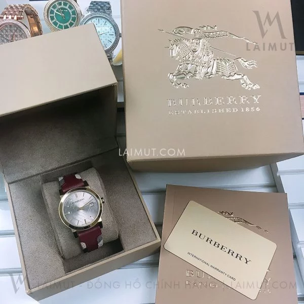 Đồng Hồ Chính Hãng Burberry Nữ The City Fabric Red Leather 34mm - Hình ảnh 5