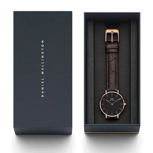 Đồng hồ DW nữ Classic Petite York Black Rose Gold