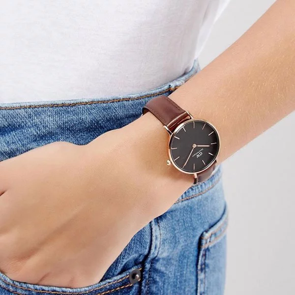 Đồng hồ DW nữ Classic Petite Bristol Black Rose Gold