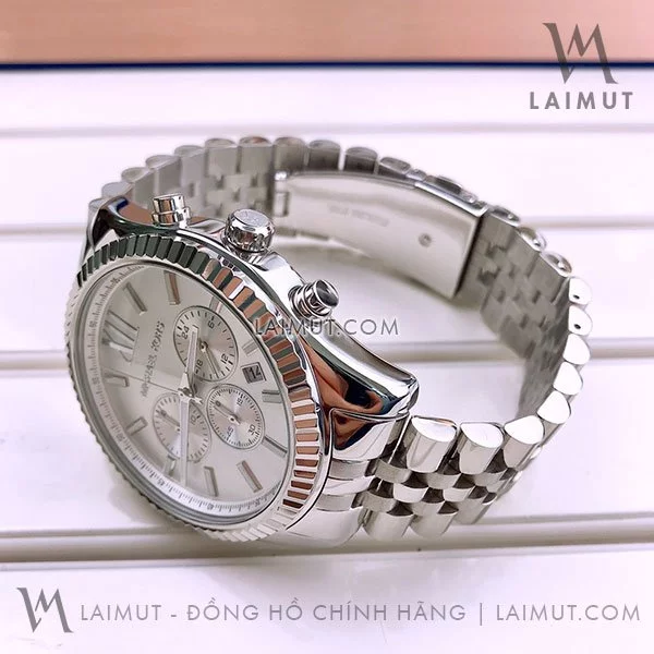 Đồng Hồ Chính Hãng Michael Kors Nam Lexington Chronograph Silver Dial 45mm - Hình ảnh 3