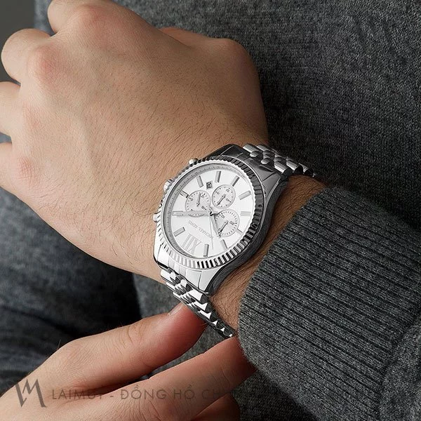Đồng Hồ Chính Hãng Michael Kors Nam Lexington Chronograph Silver Dial 45mm - Hình ảnh 7