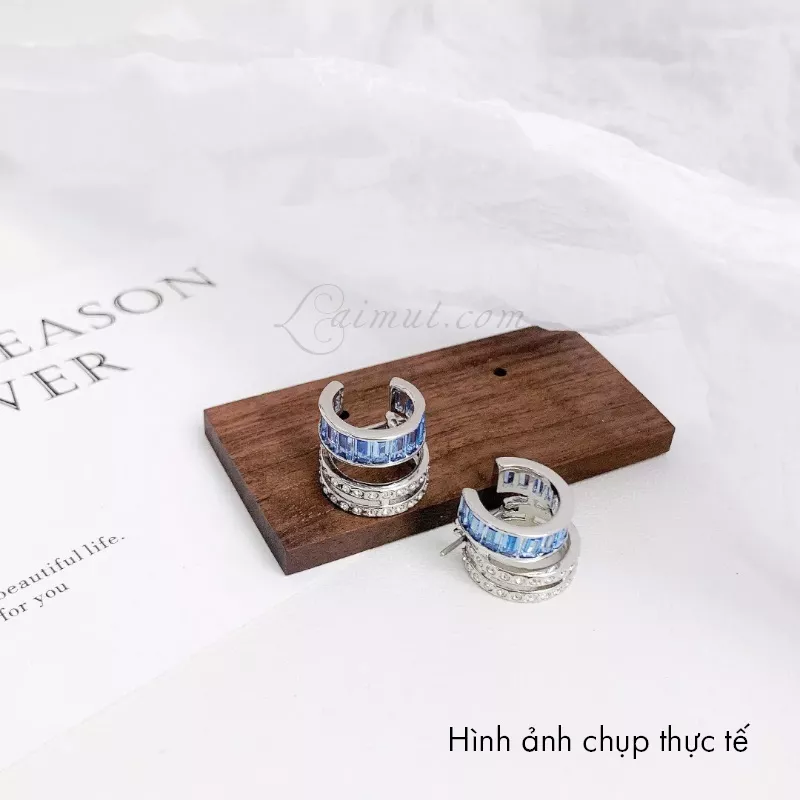Bông Tai Swarovski Chính Hãng Blue Connexus Hoop Earrings 5690030