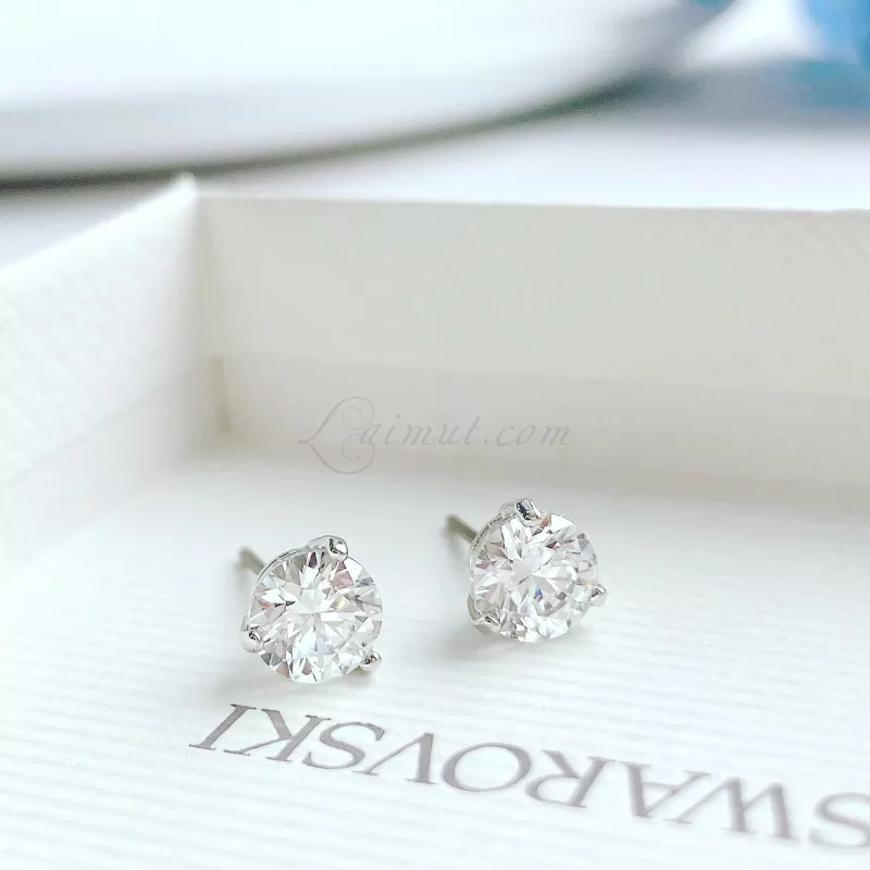 Bông Tai Swarovski Round Cut Solitaire Stud Earrings 1800046