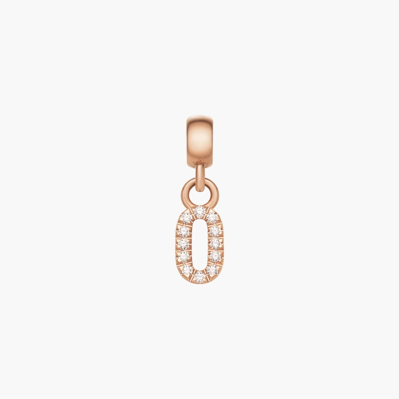 Charm Chữ Số 0 Daniel Wellington DW00400723 Crystal Number Charm, Vàng Hồng