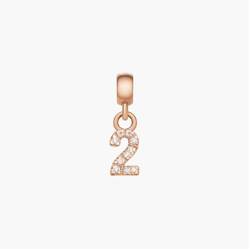 Charm Chữ Số 2 Daniel Wellington DW00400725 Crystal Number Charm, Vàng Hồng