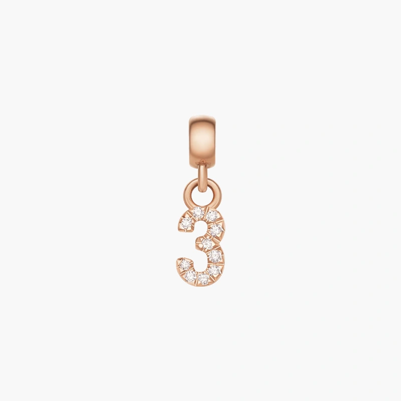 Charm Chữ Số 3 Daniel Wellington DW00400726 Crystal Number Charm, Vàng Hồng