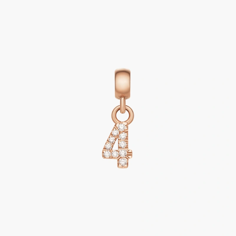 Charm Chữ Số 4 Daniel Wellington DW00400727 Crystal Number Charm, Vàng Hồng
