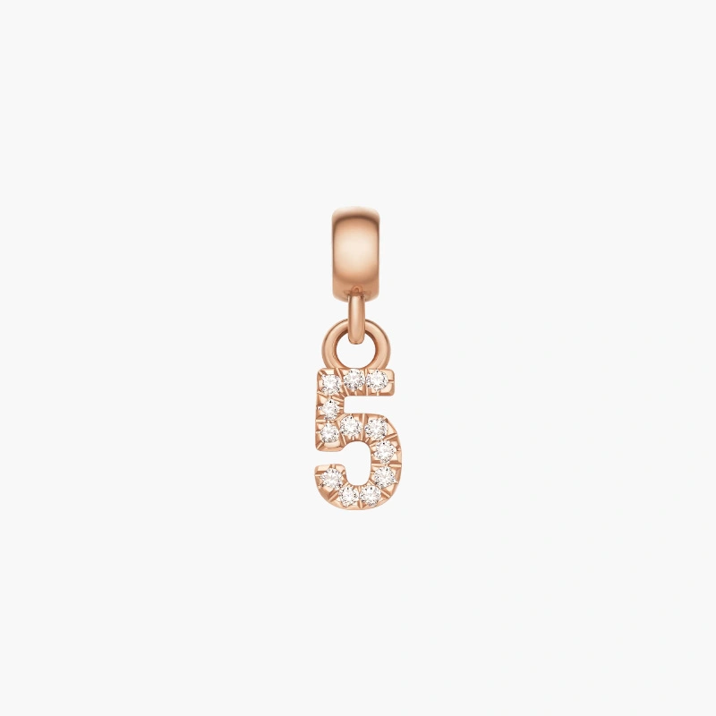 Charm Chữ Số 5 Daniel Wellington DW00400728 Crystal Number Charm, Vàng Hồng