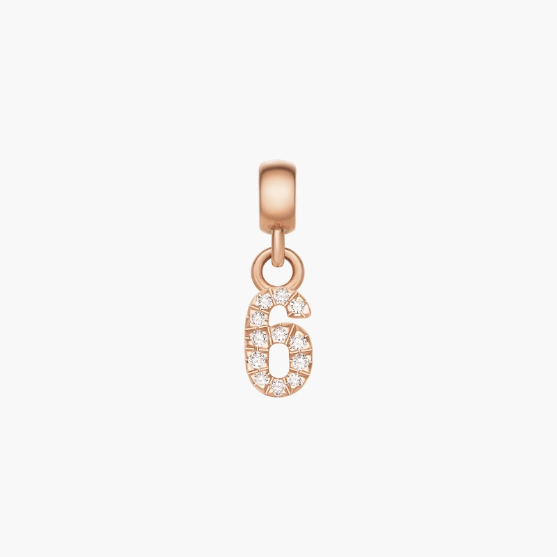 Charm Chữ Số 6 Daniel Wellington DW00400729 Crystal Number Charm, Vàng Hồng