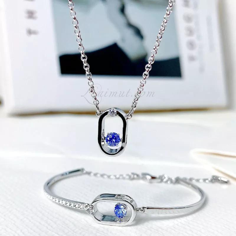 Dây Chuyền Swarovski Đá Nhảy Oval Shape Sparkling Dance Necklace - Hình ảnh 6