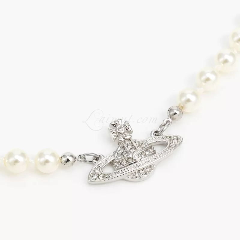 Vòng Cổ Vivienne Westwood Chính Hãng Mini Bas Relief Pearl Choker - Hình ảnh 2