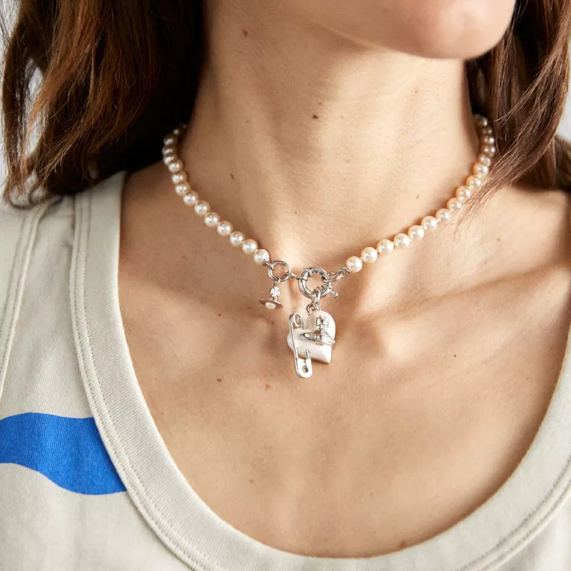 Vòng cổ Vivienne Westwood chính hãng Orietta Pearl Necklace 6301011B02P103P103