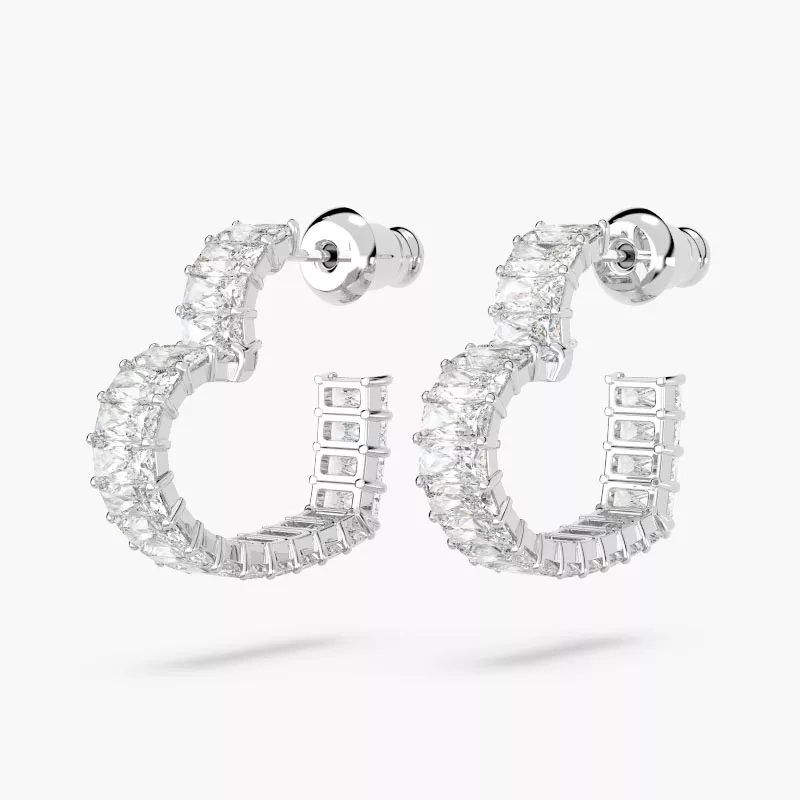 Hoa Tai Swarovski Trái Tim Heart Matrix Hoop Earrings 5653170