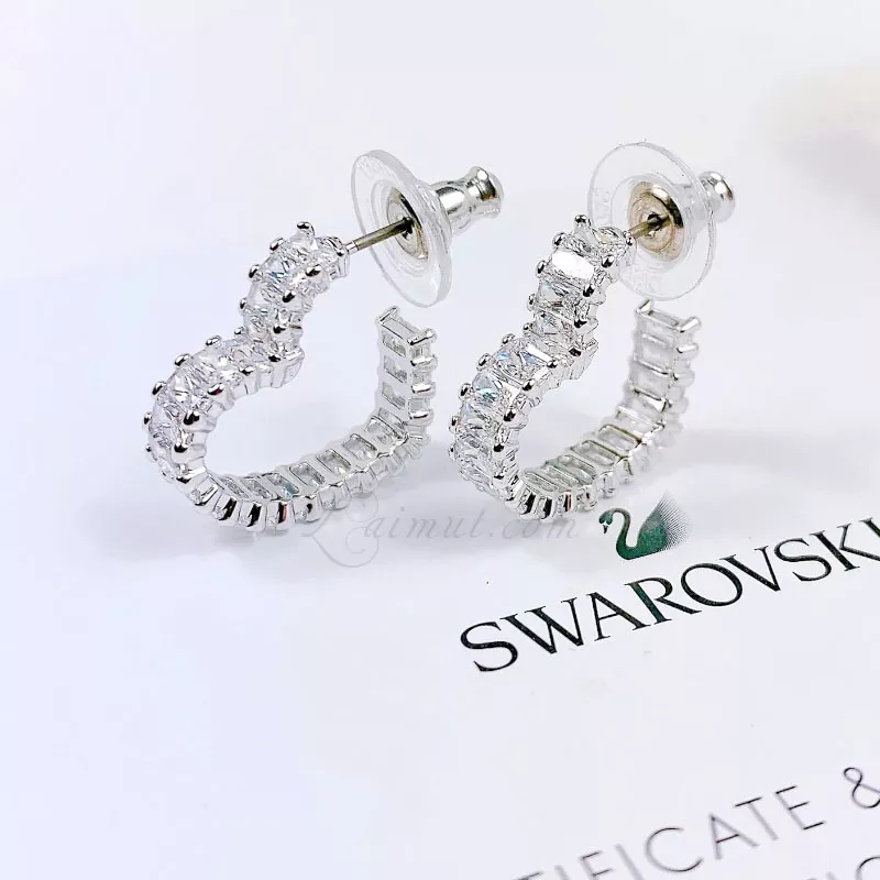 Hoa Tai Swarovski Trái Tim Heart Matrix Hoop Earrings 5653170