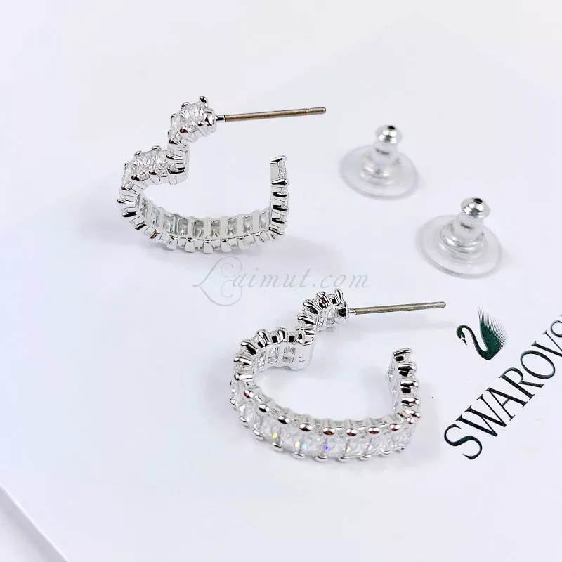 Hoa Tai Swarovski Trái Tim Heart Matrix Hoop Earrings 5653170