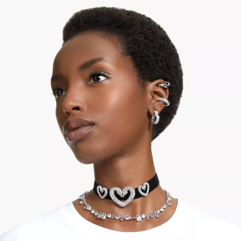 Hoa Tai Swarovski Trái Tim Heart Matrix Hoop Earrings 5653170