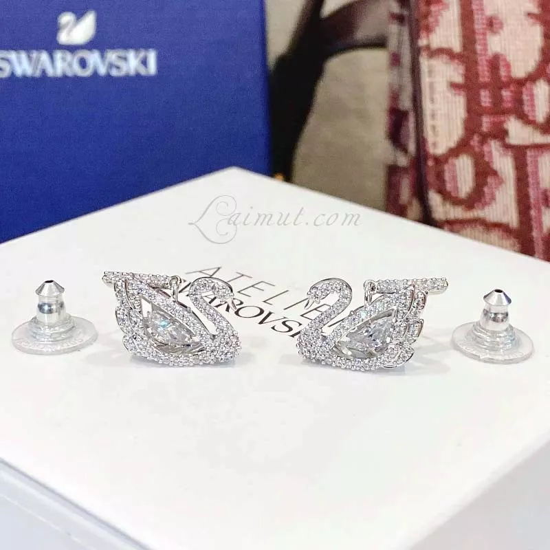 Bông Tai Thiên Nga Swarovski Chính Hãng Dancing Swan Pierced Earrings - Hình ảnh 3