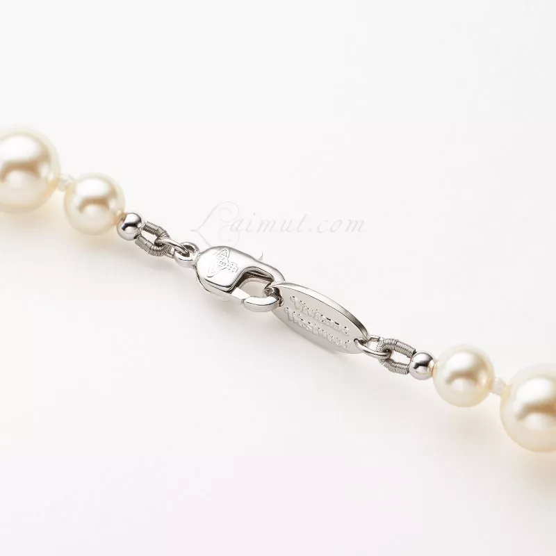 Vòng Cổ Vivienne Westwood Chính Hãng Man. Bas Relief Pearl Necklace - Hình ảnh 3
