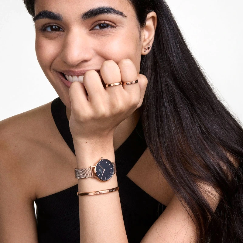 Vòng Cuff Daniel Wellington DW00400003 Chính Hãng Classic Bracelet, Màu Vàng Hồng