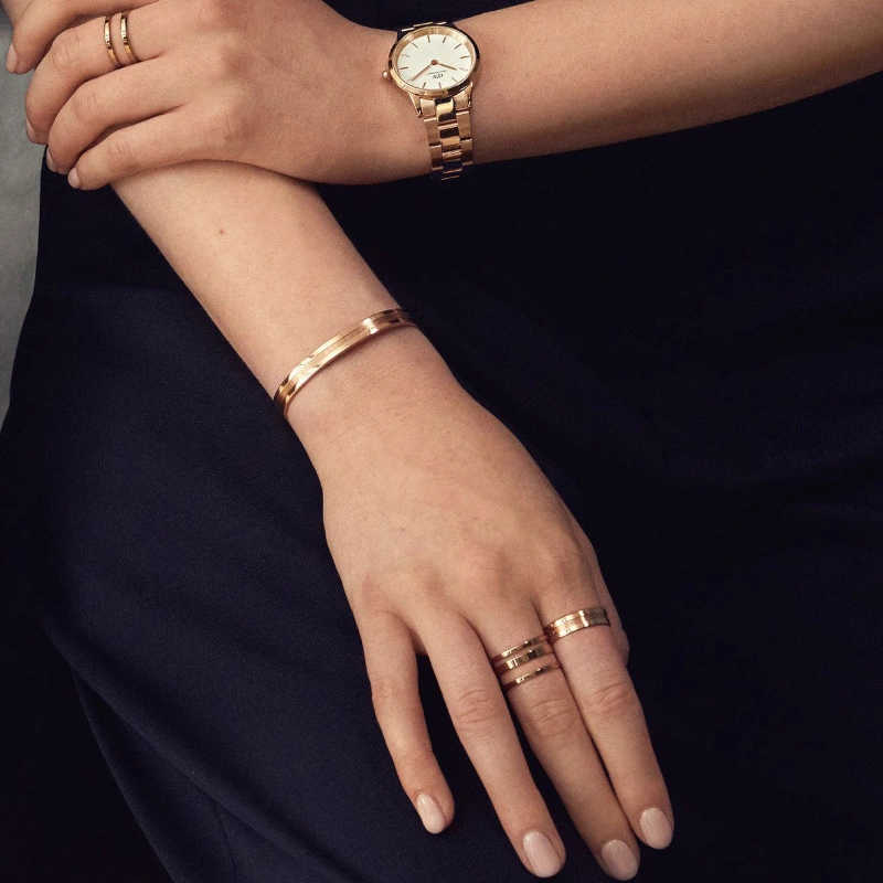 Daniel Wellington Bracciale Emalie Double: Acciaio 316L Placcato Oro Rosa E Smalto, Taglia L (185mm)