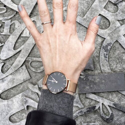Đồng hồ DW nữ Classic Petite Melrose Black Rose Gold