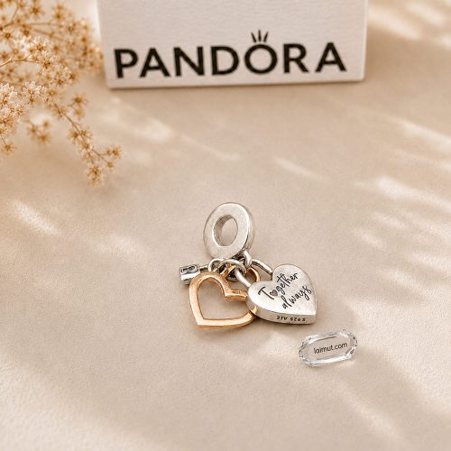 Charm Pandora 780087C01 Heart Padlock Double Dangle Charm | Laimut | Ảnh chụp thực tế
