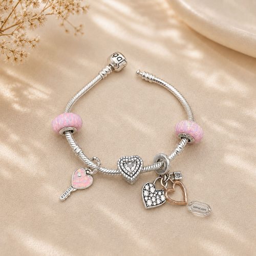 Charm Pandora 780087C01 Heart Padlock Double Dangle Charm | Laimut | Ảnh chụp thực tế