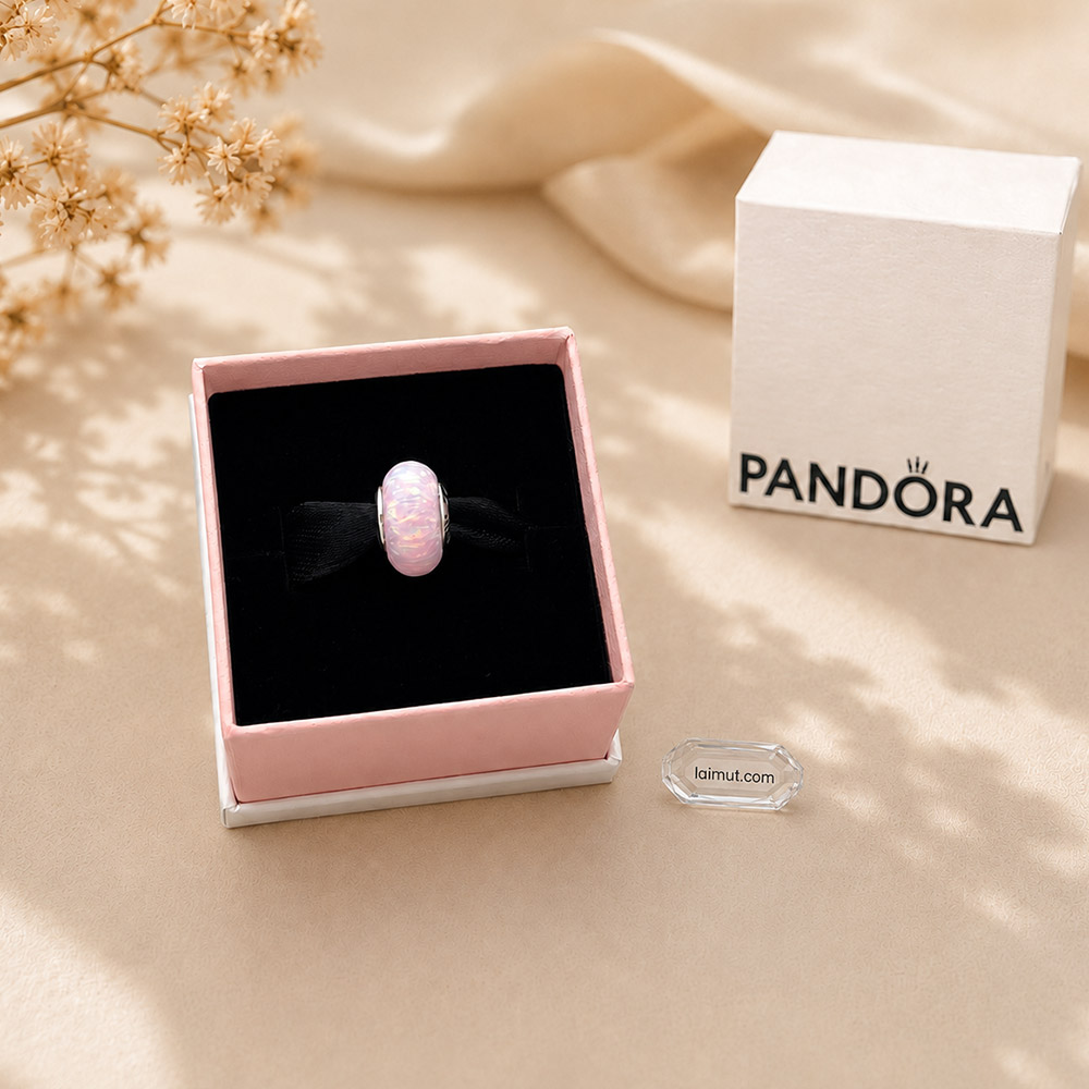 Charm Pandora 791691C03 Opalescent Pink Charm | Laimut | Ảnh chụp thực tế fullbox