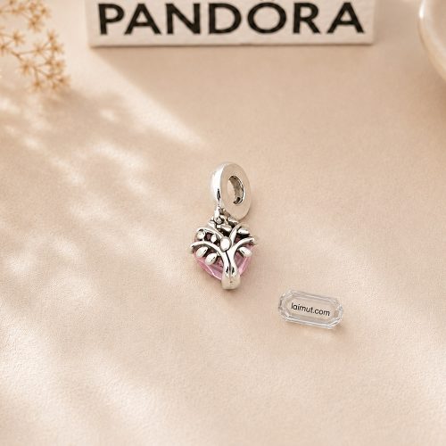 Charm Pandora 792654C01 Pink Family Tree & Heart Dangle Charm | Laimut | Ảnh chụp thực tế