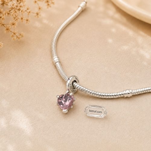 Charm Pandora 792654C01 Pink Family Tree & Heart Dangle Charm | Laimut | Ảnh chụp thực tế