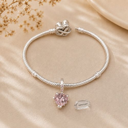 Charm Pandora 792654C01 Pink Family Tree & Heart Dangle Charm | Laimut | Ảnh chụp thực tế