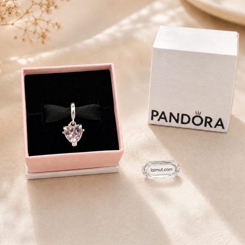 Charm Pandora 792654C01 Pink Family Tree & Heart Dangle Charm | Laimut | Ảnh chụp thực tế fullbox