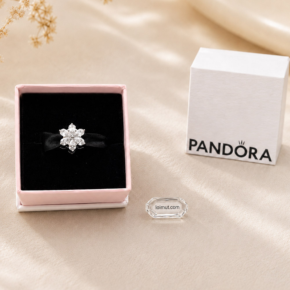 Charm Pandora 792623C01 Sparkling Herbarium Cluster Charm | Laimut | Ảnh chụp thực tế fullbox