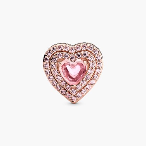 Charm Pandora 789218C01 Sparkling Levelled Heart Charm | Laimut | Ảnh 3D