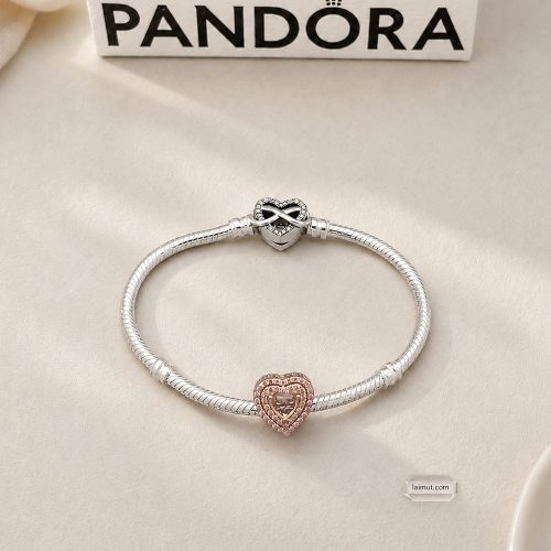 Charm Pandora 789218C01 Sparkling Levelled Heart Charm | Laimut | Ảnh chụp thực tế