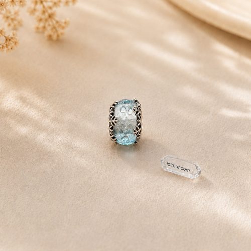 Charm Pandora 792377C00 Winter Blue Snowflake Murano Charm | Laimut | Ảnh chụp thực tế