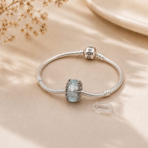 Charm Pandora 792377C00 Winter Blue Snowflake Murano Charm | Laimut | Ảnh chụp thực tế