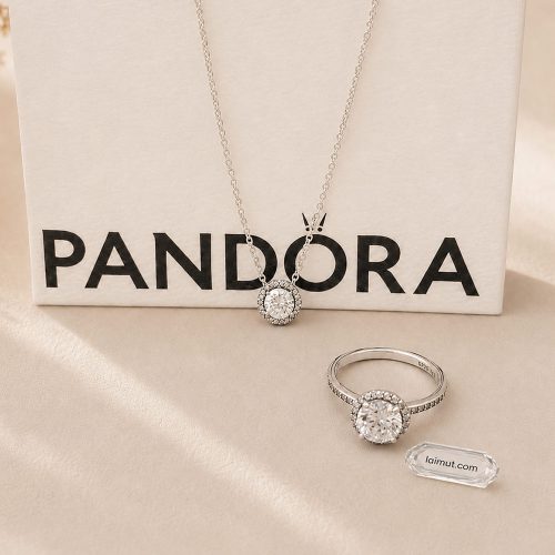 Dây chuyền Pandora 396240CZ Round Sparkle Halo Necklace | Laimut | Ảnh chụp thực tế