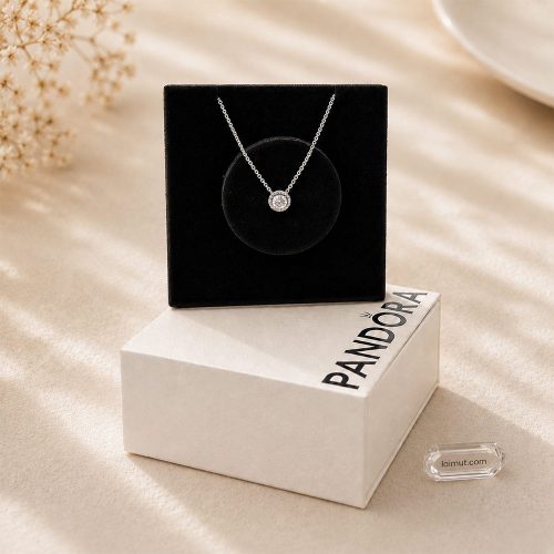 Dây chuyền Pandora 396240CZ Round Sparkle Halo Necklace | Laimut | Ảnh chụp thực tế