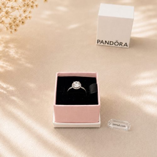 Nhẫn Pandora 196250CZ Round Sparkle Ring | Laimut | Ảnh chụp thực tế fullbox