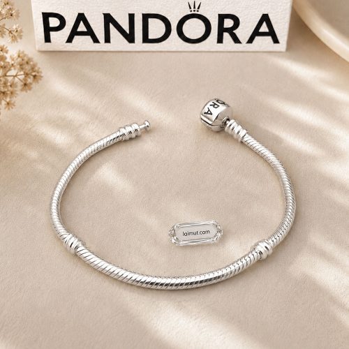 Vòng charm Pandora 590702HV Barrel Clasp Snake Chain Bracelet | Laimut | Ảnh chụp thực tế