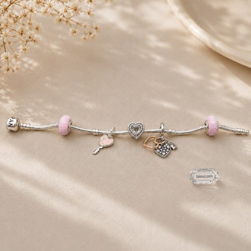 Vòng charm Pandora 590702HV Barrel Clasp Snake Chain Bracelet | Laimut | Ảnh chụp thực tế
