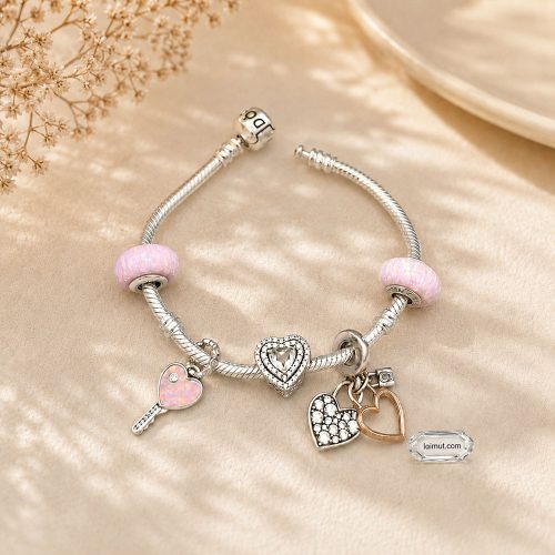 Vòng charm Pandora 590702HV Barrel Clasp Snake Chain Bracelet | Laimut | Ảnh chụp thực tế