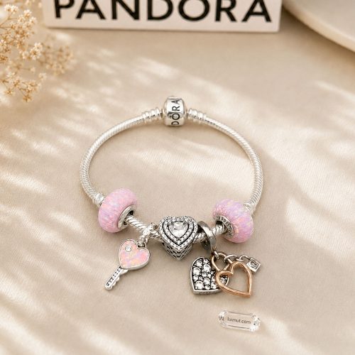 Vòng charm Pandora 590702HV Barrel Clasp Snake Chain Bracelet | Laimut | Ảnh chụp thực tế
