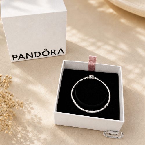 Vòng charm Pandora 590702HV Barrel Clasp Snake Chain Bracelet | Laimut | Ảnh chụp thực tế fullbox