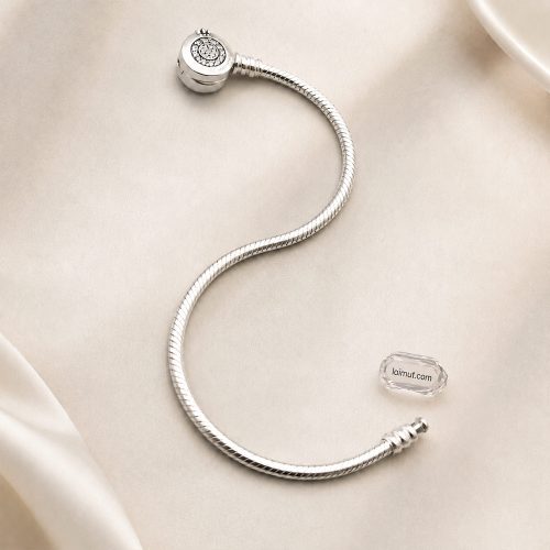 Vòng charm Pandora 599046C01 Sparkling Crown O Snake Chain Bracelet | Laimut | Ảnh chụp thực tế
