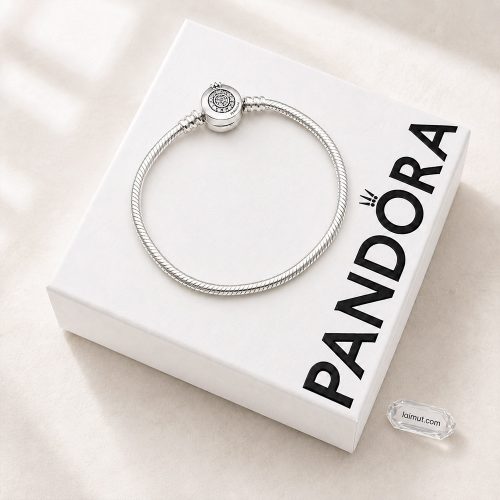Vòng charm Pandora 599046C01 Sparkling Crown O Snake Chain Bracelet | Laimut | Ảnh chụp thực tế