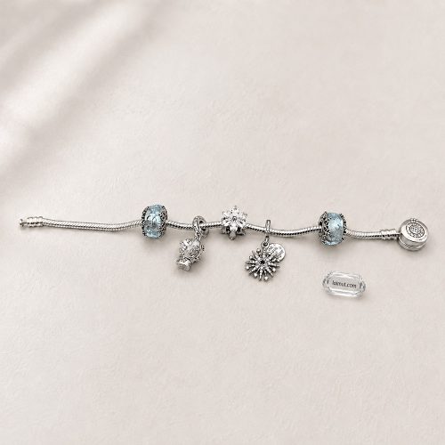Vòng charm Pandora 599046C01 Sparkling Crown O Snake Chain Bracelet | Laimut | Ảnh chụp thực tế