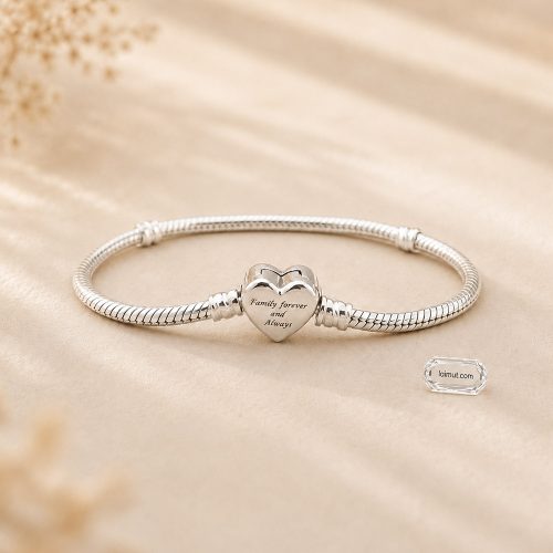 Vòng charm Pandora 592645C01 Sparkling Infinity Heart Clasp Snake Chain Bracelet | Laimut | Ảnh chụp thực tế